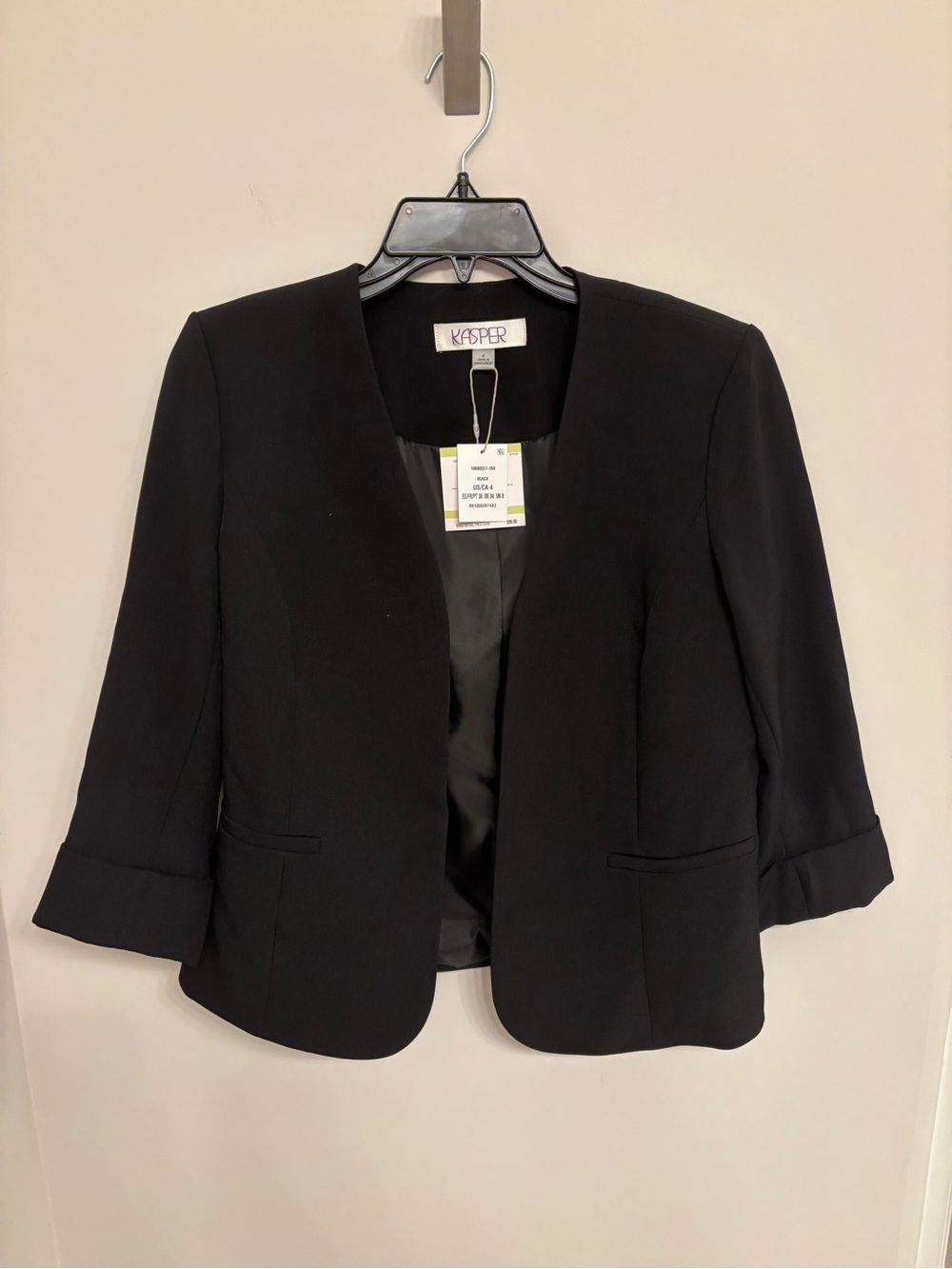 NWT Kasper Women's Black Open-Front Blazer Jacket